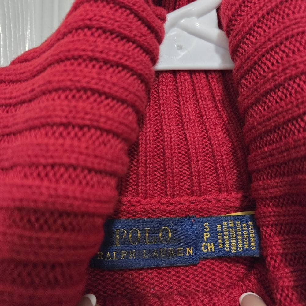 Polo Ralph Lauren Turtle Neck Wool Blend Knit Red Sweater Dress Size Small - Picture 7 of 10